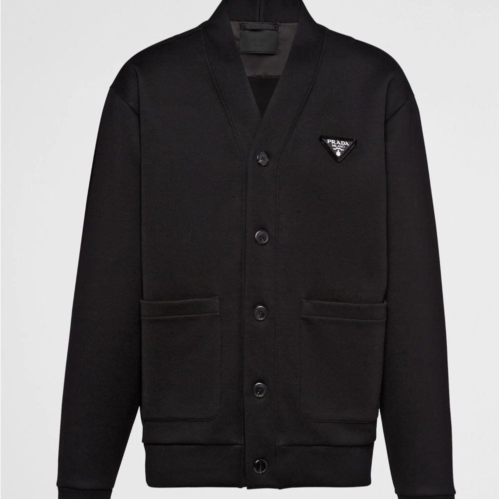 PRADA Men’s black cotton Cardigan $2,150 size XXL